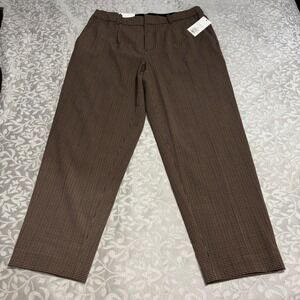 A New Day Womens High Rise Ankle Pants Brown Gingham Plaid Stretch Size 10